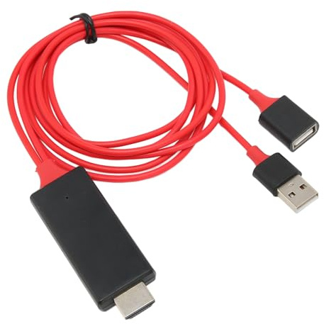 Annadue Cable Adaptador USB A HDMI, Cable USB A A HDMI, Cable DDR 1Gbit 1080P HDMI1.4 HDTV, Cable USB Tipo A Macho Hembra A HDMI Macho para iOS, para Android (Rojo)