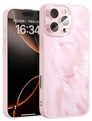 FunYudas Magnetisch Hülle für iPhone 15 Pro Max 6,7 Zoll Kompatibel mit MagSafe, Stoßfest Stoßfänger Handyhülle,Anti-Kratzer Rückseite,Vollständig Kameraschutz,Rosa