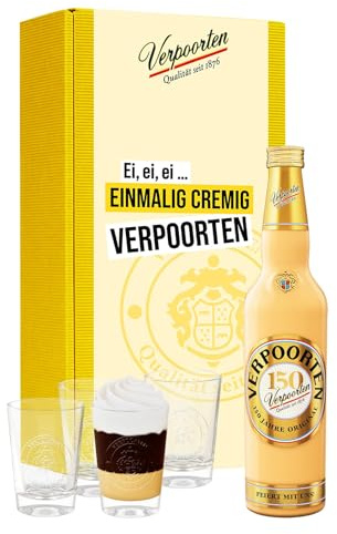 Geschenkset mit 0,7 L VERPOORTEN ORIGINAL Eierlikör 20%vol und 4 Wappen-Gläser
