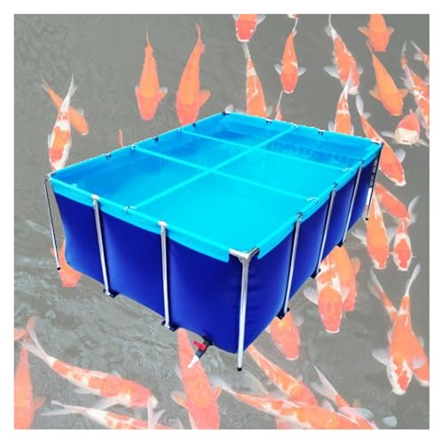Aufstellbecken für Koi und Goldfische – PVC-Segeltuch-Schildkrötenbecken mit Ablassventil, 120 x 80 x 60 cm, Innen-/Außenaquarium für Fisch- und Teichliebhaber