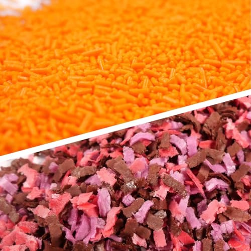 Streuselheld 2er Set Kürbiszauber 50g Zuckerstreusel | gruselige Sprinkles aus Esspapier-Schnipseln für Monster Muffins essbare Deko-Streusel für Torten, Cupcakes und Kuchen