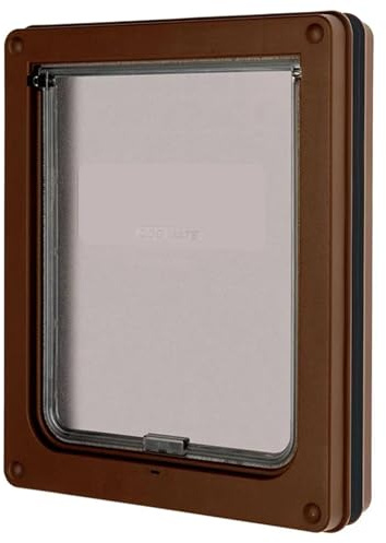 NJIEzhao Strong Lockable Dog Door with Privacy Protection Flap Gate Pet Dog Door For Big Small Dogs Pet Large Animal Door(Brown,L)