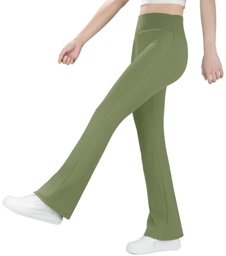 BIG ELEPHANT Leggings évasés doublés en Polaire pour Filles – Pantalons Sport Taille Haute à Jambes Larges pour Enfants