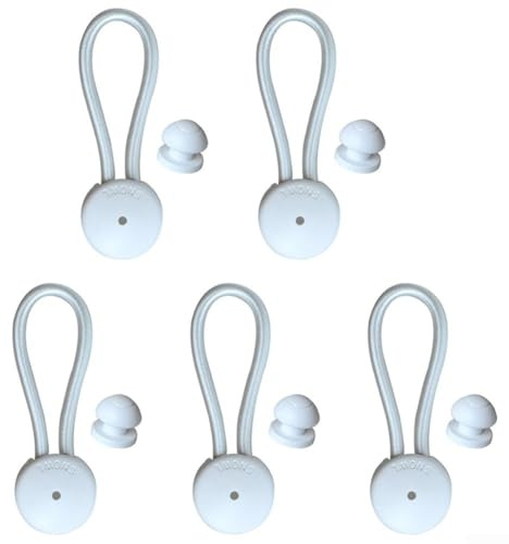 Desiumite Tarpaulin Clips, Awning Clips, Heavy Duty Lock Buckle with 10 Ball Bungee Cords, Fixing Plastic Tarpaulin Tent Clips, Tarpaulin Clips, Tent Fasteners, Tent Tarpaulin Canvas Clips(white)