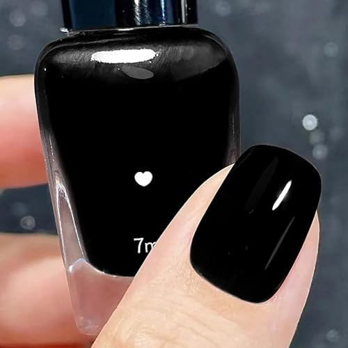 Black Nail Polish - Quick Dry Gel Nail Polish, No UV Lamp Needed, Long Lasting, Low Odor - High Gloss Salon Finish, DIY Manicure at Home for Women