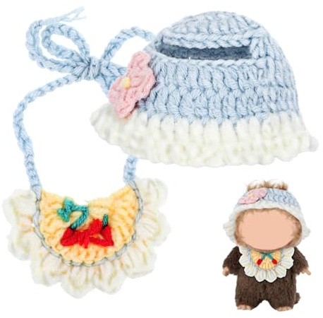 Gatuida Accessoires pour Poupée Compatible Chapeau et Bavoir Crochet Vêtements Doux et Durables pour Jeu Créatif et Cadeau