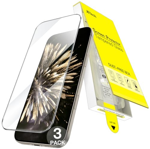 JETech Pellicola Protettiva per iPhone 15 Pro Max, 3 Pezzi | Allineamento Automatico e Installazione in un Solo Passaggio, Vetro Temperato 9H, HD Trasparente, Installazione Senza Bolle