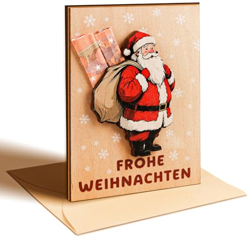 Giftota Geldgeschenk Weihnachten Weihnachtskarte Holz Kinder Frauen Männer Junge Mädchen - Geschenkideen Weihnachten Geldverpackung