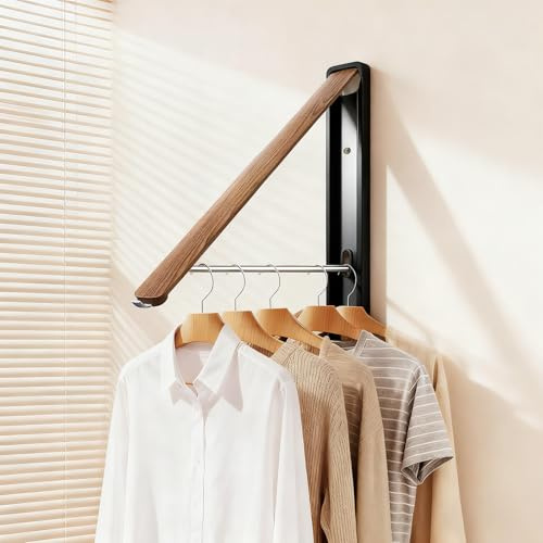 ALKNOT - Gancho plegable para colgar ropa, aireador de pared, para exteriores, gancho plegable, perchero, perchero, perchero, para esquinas, balcón, baño (negro)