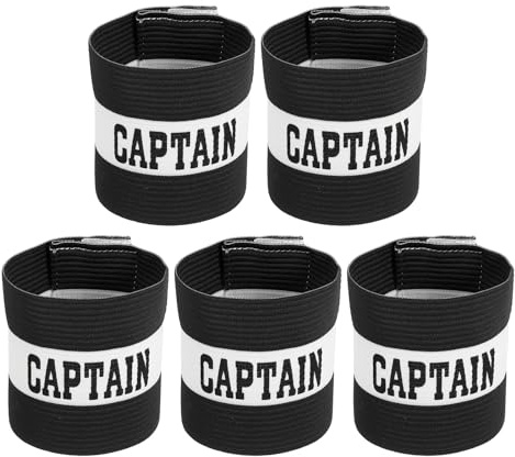 QUARKZMAN Fussball Kapitänsbinde Kapitänsbinden Für Fussball Elastische Kapitänsbinde Sport Kapitänsbinden Für Fussballteam Training Jugendliche & Erwachsene Schwarz Packung Mit 5 Stück