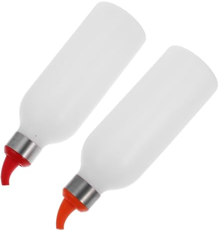 UTHCLO Silicone Squeeze Sauce Bottles Set of 2, 8Oz Condiment and Ketchup Dispensers with Caps, Food-Grade Material for Bbq, Salad Dressing, Mustard, Mixed Colors