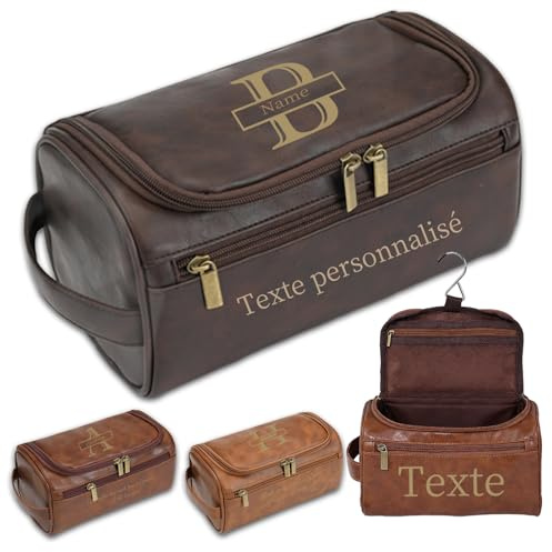 Trousse de Toilette pour Homme Personnalisée, Cadeau pour la fête des pères,Kit de Voyage Gravé, Témoin, Idéal pour la Saint-Valentin, Anniversaire, Fête des Pères,Papa Mariage
