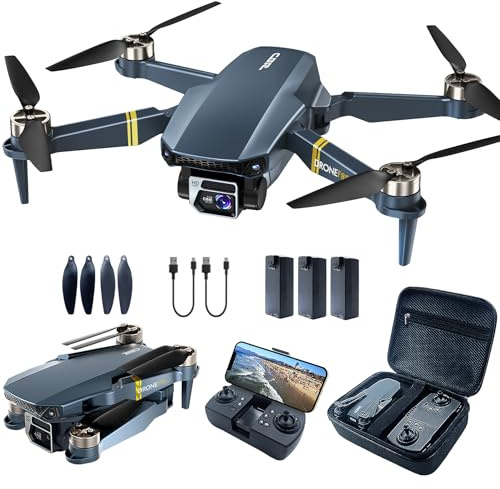 800 Meter Reichweite Drohne mit Kamera 4K – 84 Minuten Flugzeit, WiFi FPV faltbare Quadrocopter, bürstenlosem Motor, Auto-Hover, Auto-Follow (3 Akkus)