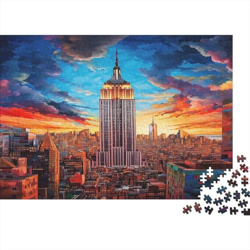 Empire State Building Premium-Papier Recyclingpappe Einzigartig Entspannung Puzzle NYC Empire Turm Geschenk für Damen Herren 52x38cm 1000 Teile