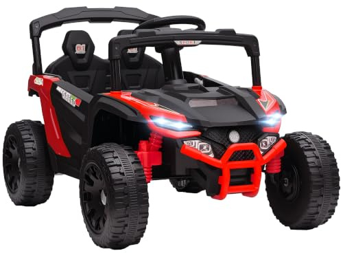 AIYAPLAY Voiture Électrique Enfant UTV, 12 V à 2 Moteurs 3-8 Ans Rouge | Buggy Électrique Enfant, avec Télécommande, Phares LED, Musique et Klaxon