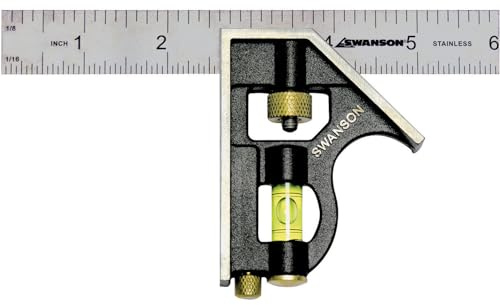 Swanson 6-Inch Combo Square with Stainless Steel Rule, Zinc Body, TC130