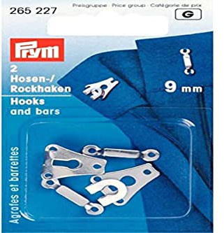 Prym 265227 Hosen/Rockhaken und Stege ST 9 mm silberfarbig, Metal, Silber, Maulbreite