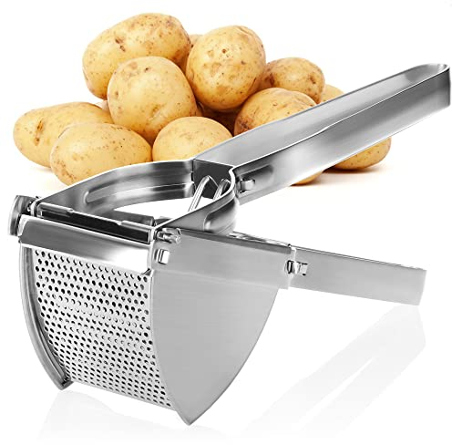 com-four® Kartoffelpresse aus rostfreiem Edelstahl, spülmaschinengeeignet - Spätzlepresse - Spaghettieispresse - Kartoffelstampfer