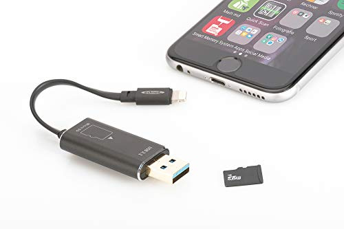 ednet Smart Memory mit App - Speichererweiterung für iPhone und iPad ab iOS 7.1 - unterstützt Micro SD-Karten bis 256GB - schwarz