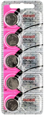 Maxell CR1632 3 V Lithium-Batterien (5 Batterien), Hologramm-Paket