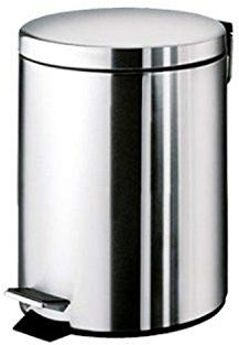 Gedy Argenta Round Polished Waste Bin with Pedal, Chrome