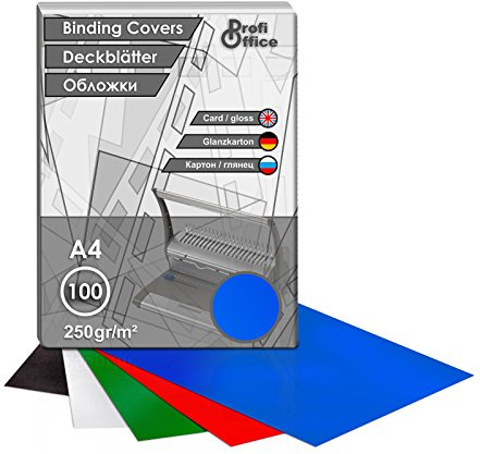 ProfiOffice® Deckblätter, DIN A4, Hochglanz Karton, blau, 250 g/m2, 100 Stück(49005)