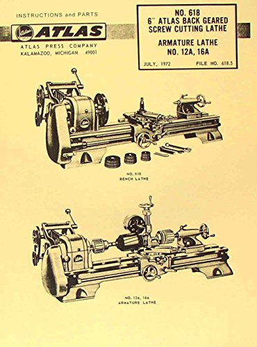 ATLAS-CRAFTSMAN 6 Metal Lathe NO. 618 Instructions & Parts Manual