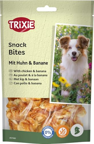 TRIXIE Hundeleckerli Bites mit Huhn & Banane, proteinreich – 100 g | Schmackhafter Snack für jeden Tag – glutenfrei, ohne Zuckerzusatz, ideal für zwischendurch, mit hohem Fleischanteil