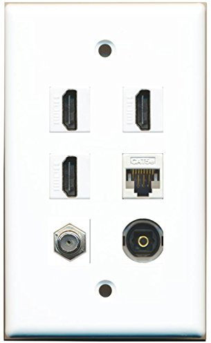 Riteav – 3 HDMI 1 porte cavo coassiale TV tipo F 1 porte Toslink 1 porte CAT5e Ethernet bianco da parete piastra