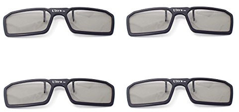 Ultra 4 Black Pairs 3D Clip On Glasses Passive 3D Glasses Men Women Compatible with RealD Cinemas 3D Glasses for TV Movie Glasses For Prescription Glass Wearers Circular Polorised Cinema 3D Glasses