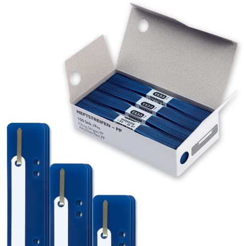 Elba Heftstreifen aus Kunststoff, 150x35mm, blau, 100 Stück