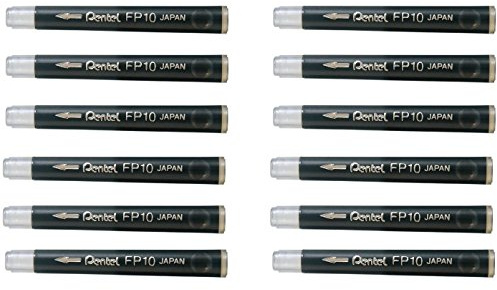 Pentel FP10-AO Patrone für GFKP Pocket Brush, Farbe Schwarz, 12x4 Stück