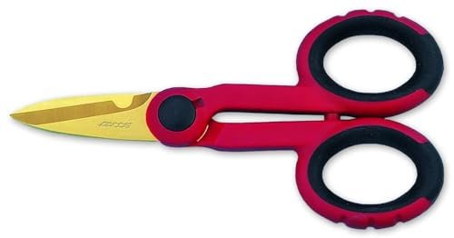 Arcos Tijeras Electricista de Acero Inoxidable con Recubrimiento de Tungsteno, 145 mm, Mango Ergonómico, Uso Profesional en Electricidad, Serie Ecopro