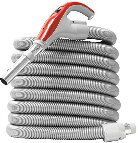 Flexible Aspiration Centralisée NADAIR - Boyau Aspirateur Centralisé - ON/OFF à Bouton LOCK - Garantie 2 Ans - Compatible Toutes Marques (9,10 ml), Gris