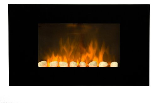 CHEMIN'ARTE Caminetto elettrico da Parete Volcano - Nero - Con Telecomando - 90x13x50cm - Effetto Fiamma a LED - Caminetto con Timer e Controllo Automatico di Temperatura