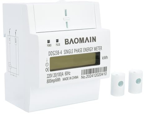 Baomain DDS238-4 DIN Rail Single Phase Kilowatt Hour kwh Meter Meter 220V 20A (100A) LCD Display Electricity Meter for AC Systems
