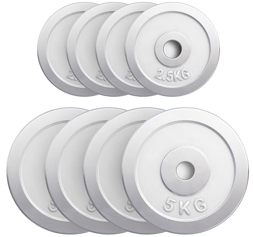 GORILLA SPORTS® Viktskivor - Enkel/Set, 1,25 kg, 2 kg, 2,5 kg, 5 kg, 10 kg, 15 kg, 20 kg, 25 kg, 27,5 kg, 30 kg Vikter, 30/31 mm hål, gjorda av viktskivor i krom