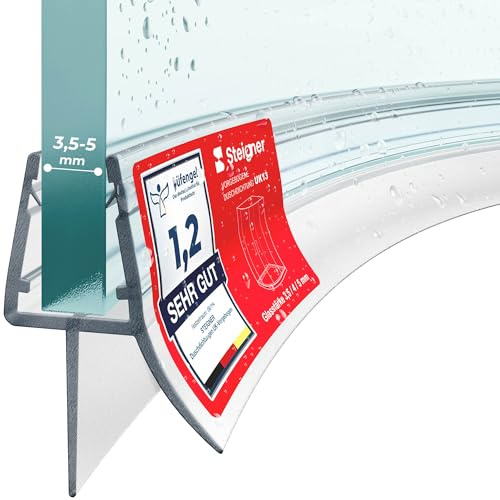 STEIGNER Junta mampara ducha curvada UK13 70 cm (1 ud.) transparente - Junta vertical para ducha semicircular o cuarto de círculo con puerta 3,5-5 mm - Material flexible, Protección contra fugas