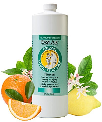 Easy Air Organic Allergy Relief Spray, Clear Liquid Formula for Instant Relief for Symptoms of Pet Allergies, Dust and Mite Allergy - 32 Fl Oz