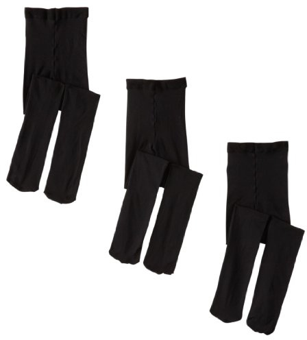 Jefferies Socks Little Girls' Smooth Tights, Black, 4-6 Years (Pack of 3)