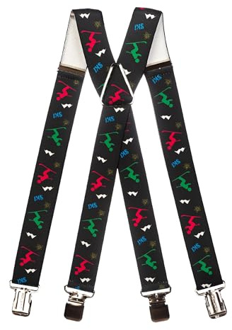 Olata Bretelle Elastiche a Forma di X e Y, Regolabili, per Salopette da Sci (Nero/Multicolore). X-Forme - Metallo (5-12 Anni)