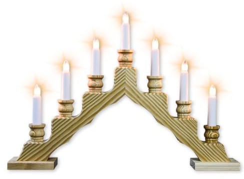 WEIGLA - Swedish Candlestick from The Ore Mountains I Trendy Swedish Natural I Christmas Candle Arch I 7 Candles + 1 Spare Candle I 7 x 16 V, 3 W, E10 I Christmas Decoration I German Erzgebirge