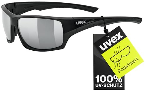 uvex sportstyle 222 pola - Sportbrille für Damen und Herren - starker Schutz vor Sonnenstrahlung - druckfreier Sitz & perfekter Halt - black matt/silver - one size