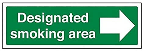 vsafety 57016 ax-r designati Smoking Area/Cartello divieto Freccia a destra, in plastica rigida, paesaggio, 300 mm x 100 mm, colore: verde