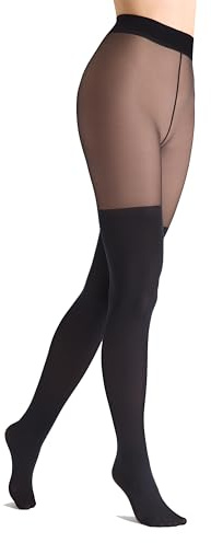 MARILYN Ogenomskinliga damstrumpbyxor 60 DEN Overknee look imitation strumpor overknee utseende svarta strumpbyxor med fin söm, Nero, 38-40