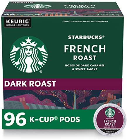 Starbucks K-Cup Coffee Pods, Dark Roast Hot or Iced Coffee, French Roast, 96 Keurig Pods