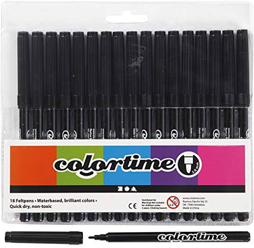 Colortime Filzschreiber, 2 Strichstärke, schwarz, 18 Stck.