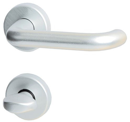 Alpertec Ursula - R für Badtüren WC in eloxiert BB Drückergarnitur Türdrücker Türbeschläge, silber, 78 mm, 40400440