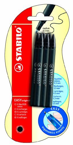 Patrone zum Nachfüllen - STABILO EASYoriginal Refill - medium - 6er Pack - schwarz