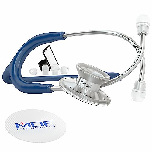 MDF Instruments, Stetoscopio leggero Acoustica per medici, infermieri, studenti, uso sanitario a domicilio, per adulti, a doppia testa - Blu marina (MDF747XP-04)…